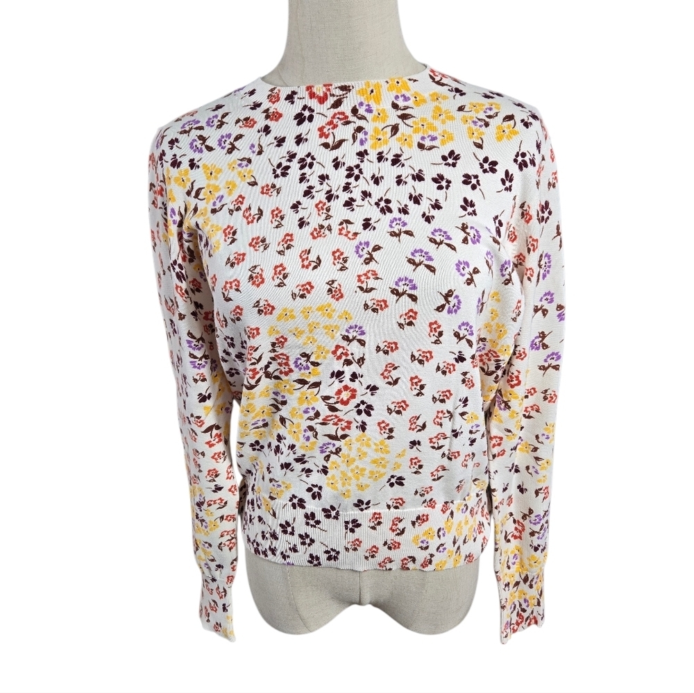 Ann Taylor Cream Floral Lightweight Sweater